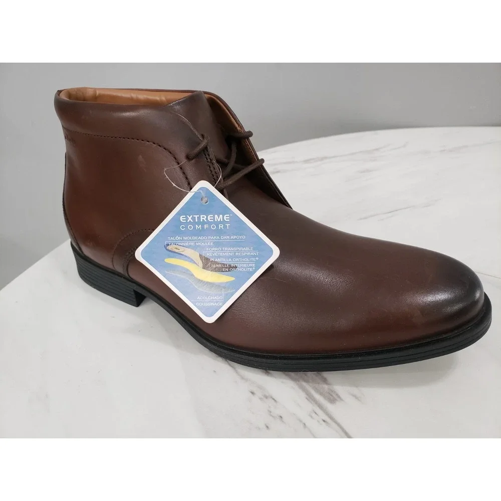 NEW NO BOX SIZE 9.5 -Clarks Whiddon Mid Mens BROWN Leather Lace Up Chukkas Boots